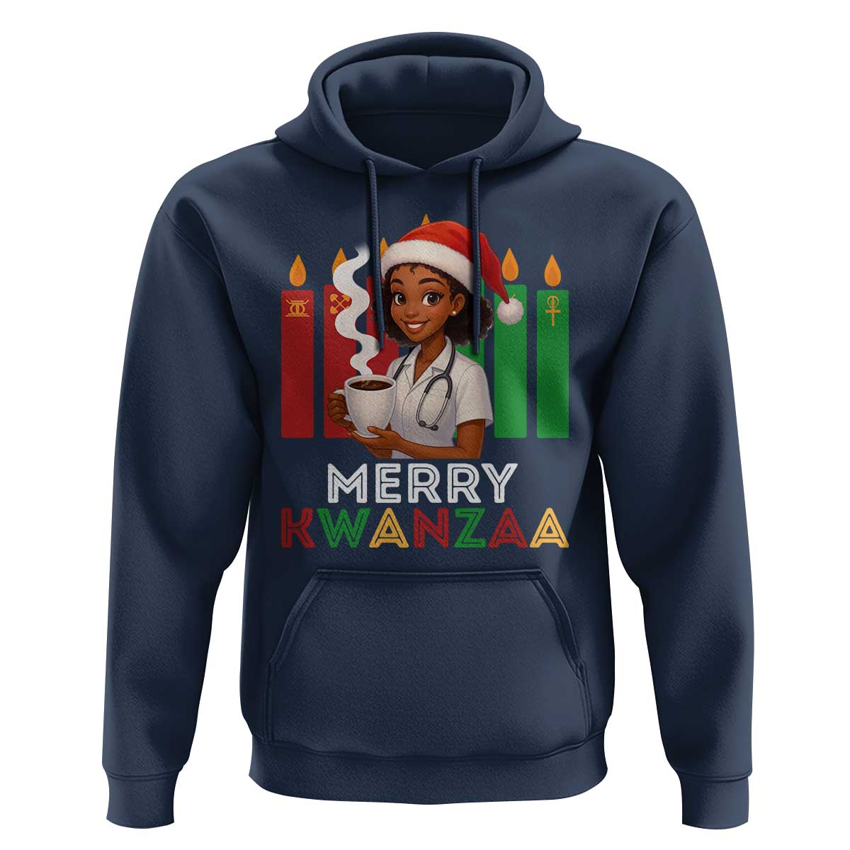 Merry Kwanzaa Hoodie Nurse African American Holiday Celebration Gift - Wonder Print Shop