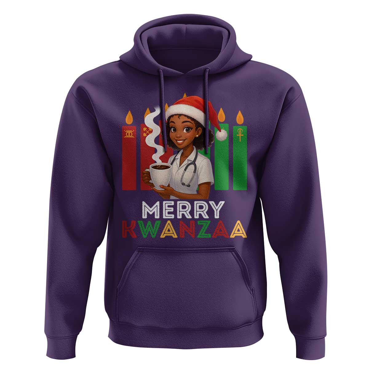 Merry Kwanzaa Hoodie Nurse African American Holiday Celebration Gift - Wonder Print Shop