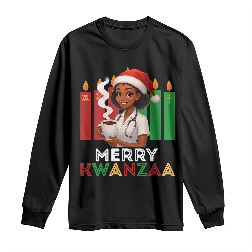 Merry Kwanzaa Long Sleeve Shirt Nurse African American Holiday Celebration Gift - Wonder Print Shop
