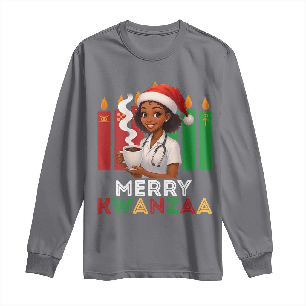 Merry Kwanzaa Long Sleeve Shirt Nurse African American Holiday Celebration Gift - Wonder Print Shop
