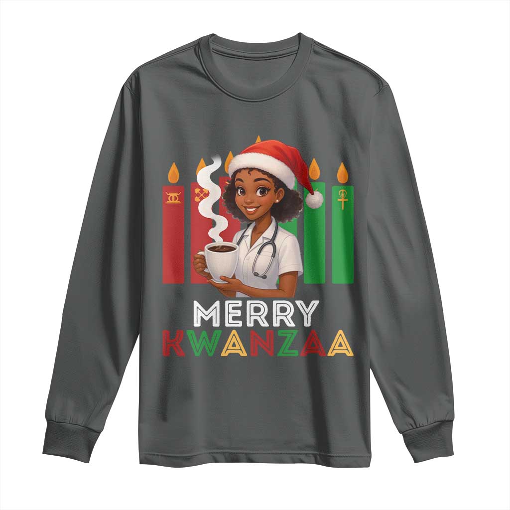 Merry Kwanzaa Long Sleeve Shirt Nurse African American Holiday Celebration Gift - Wonder Print Shop