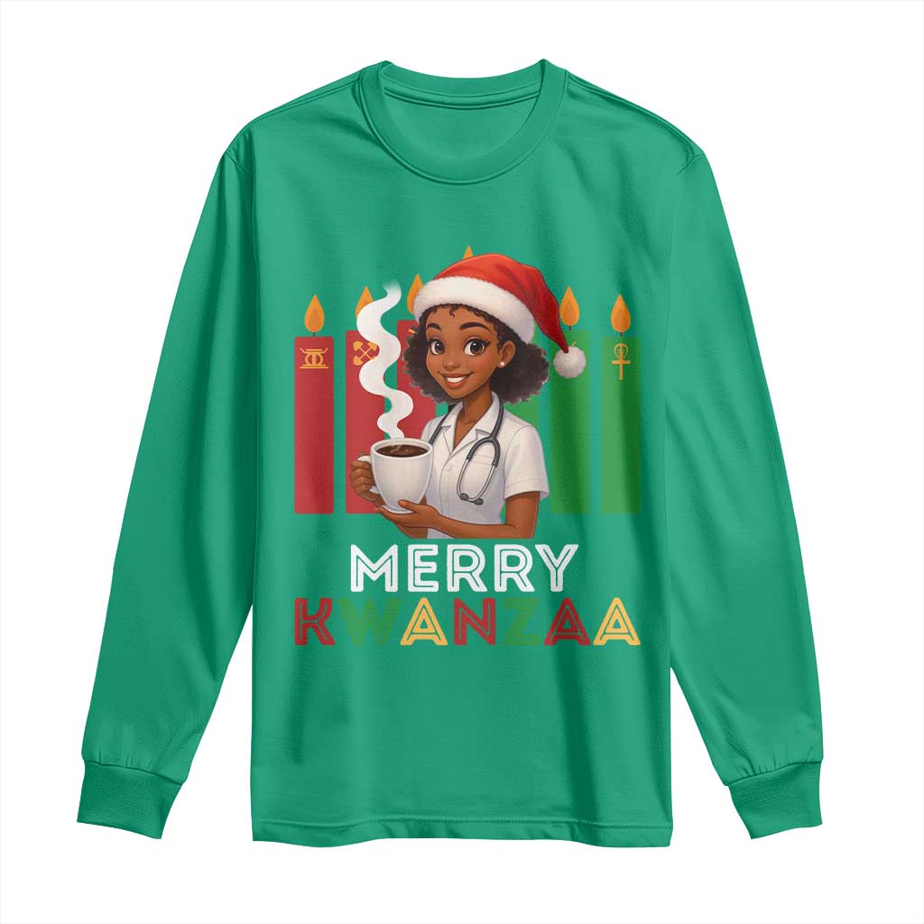 Merry Kwanzaa Long Sleeve Shirt Nurse African American Holiday Celebration Gift - Wonder Print Shop