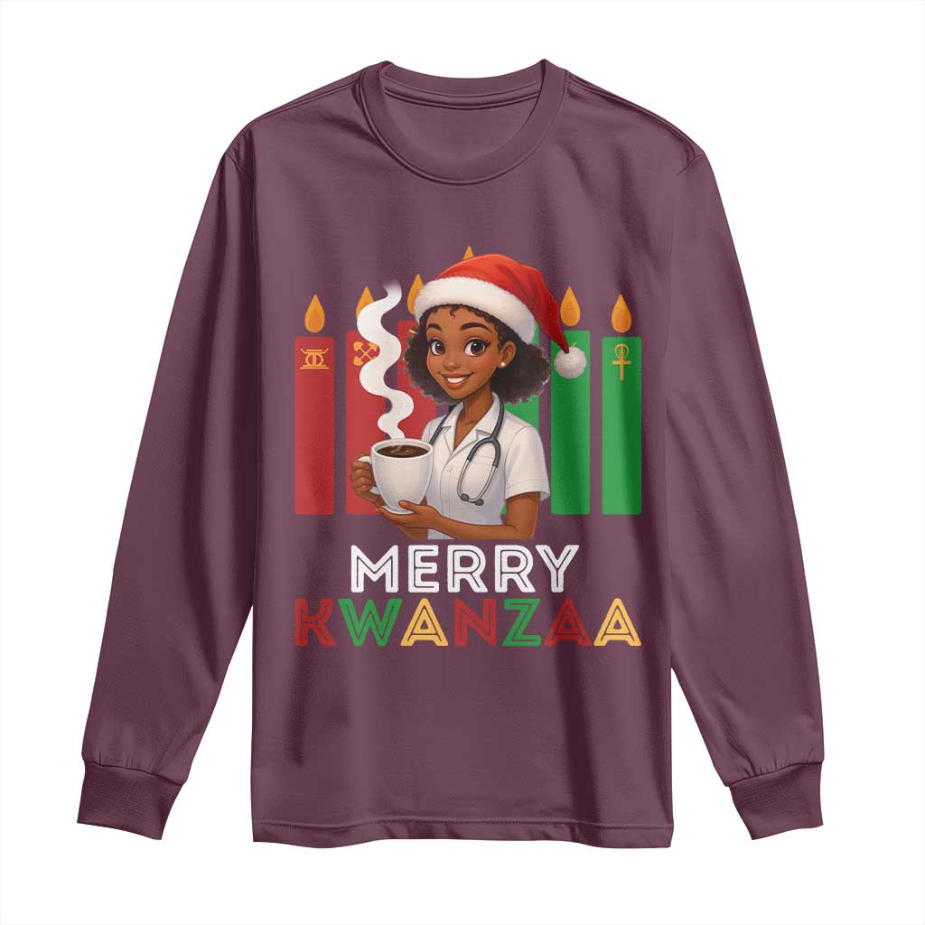 Merry Kwanzaa Long Sleeve Shirt Nurse African American Holiday Celebration Gift - Wonder Print Shop