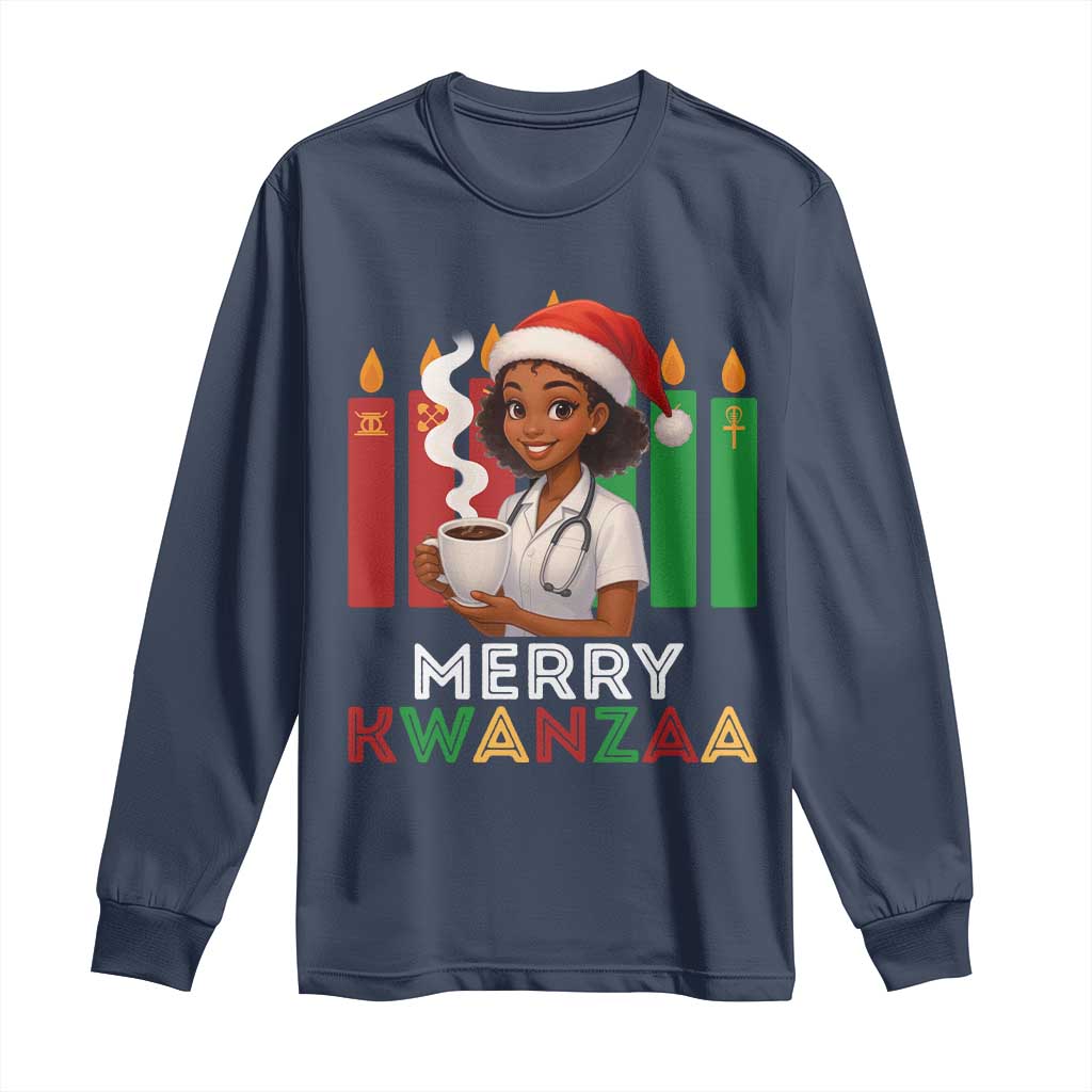 Merry Kwanzaa Long Sleeve Shirt Nurse African American Holiday Celebration Gift - Wonder Print Shop
