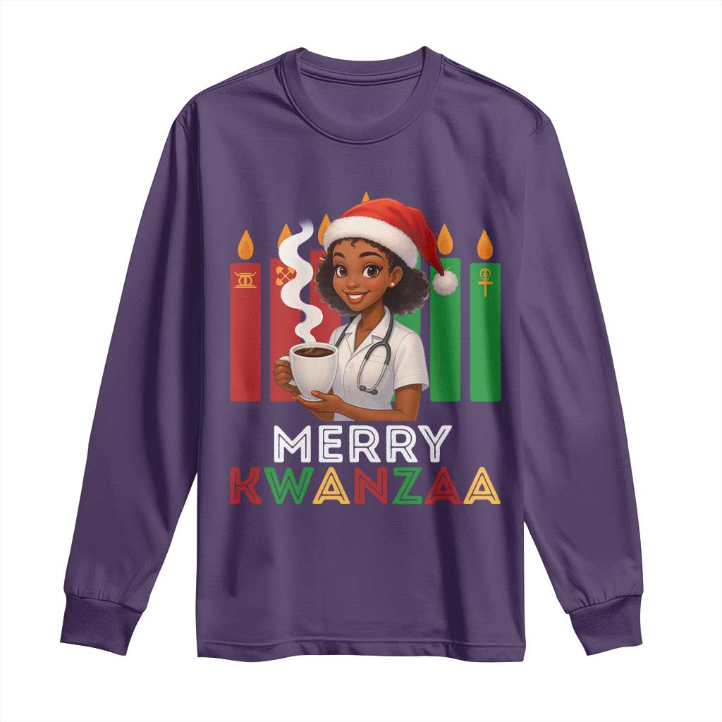 Merry Kwanzaa Long Sleeve Shirt Nurse African American Holiday Celebration Gift - Wonder Print Shop