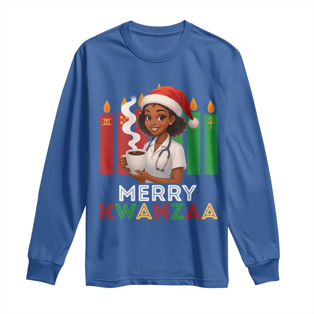 Merry Kwanzaa Long Sleeve Shirt Nurse African American Holiday Celebration Gift - Wonder Print Shop