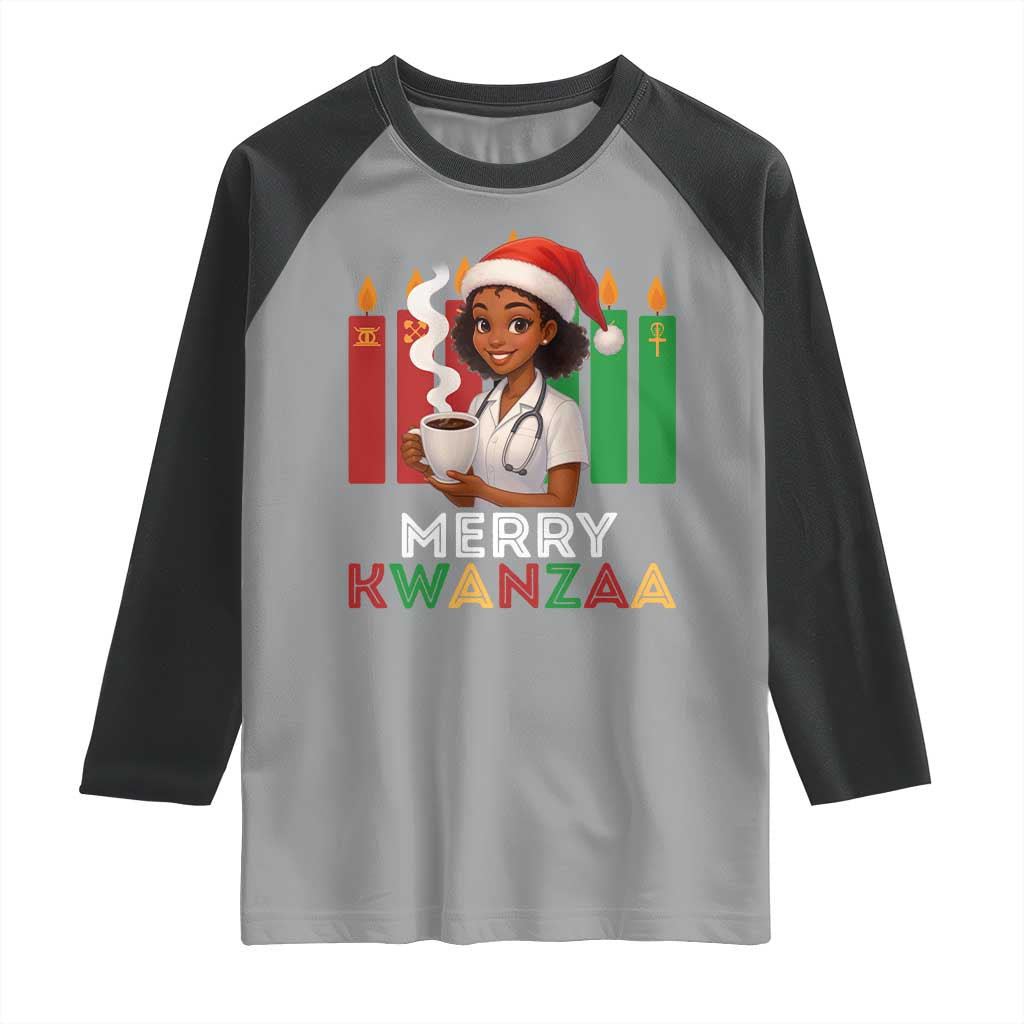 Merry Kwanzaa Raglan Shirt Nurse African American Holiday Celebration Gift - Wonder Print Shop