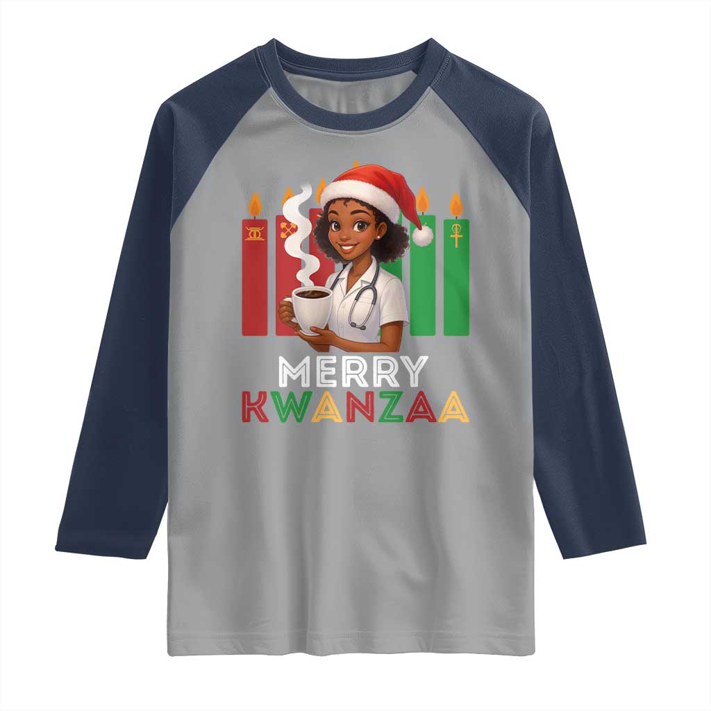 Merry Kwanzaa Raglan Shirt Nurse African American Holiday Celebration Gift - Wonder Print Shop