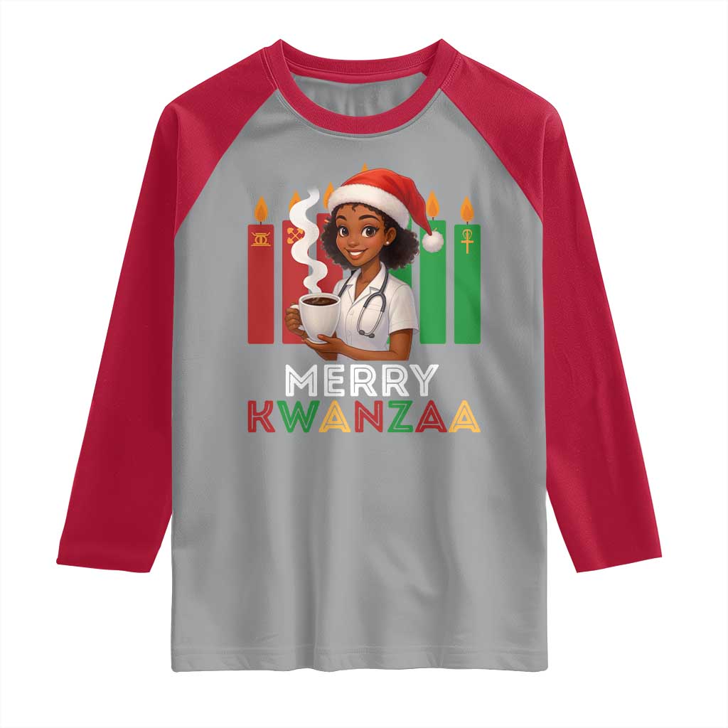 Merry Kwanzaa Raglan Shirt Nurse African American Holiday Celebration Gift - Wonder Print Shop