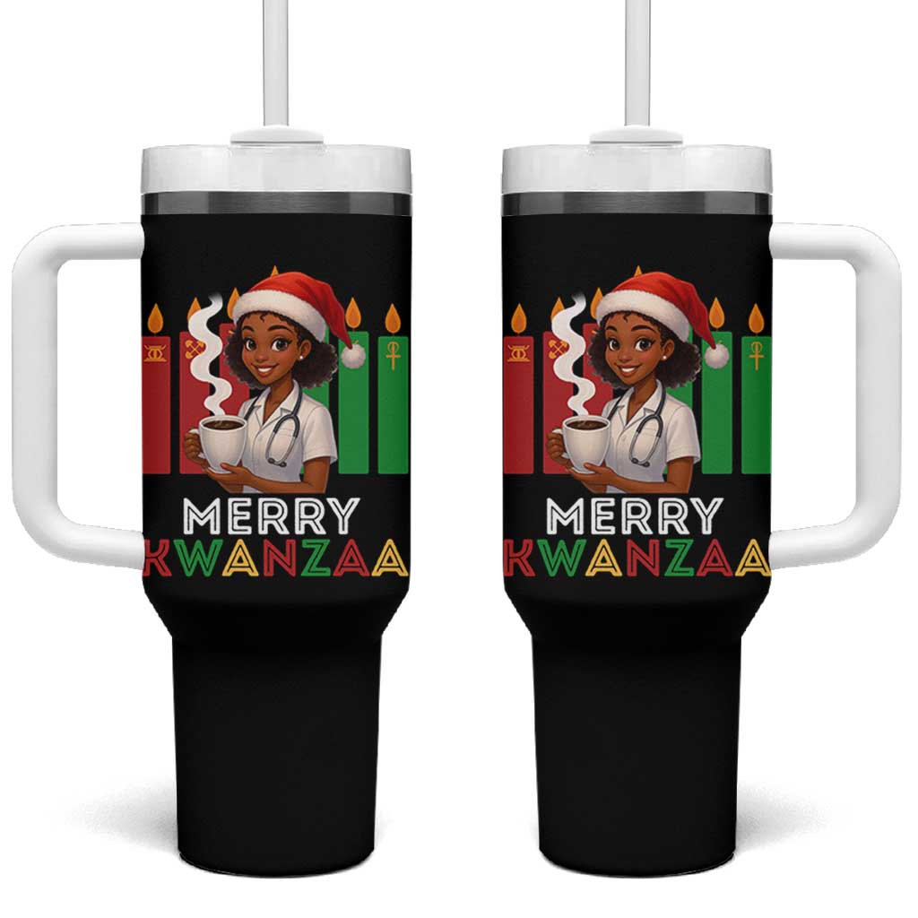 Merry Kwanzaa Tumbler With Handle Nurse African American Holiday Celebration Gift - Wonder Print Shop