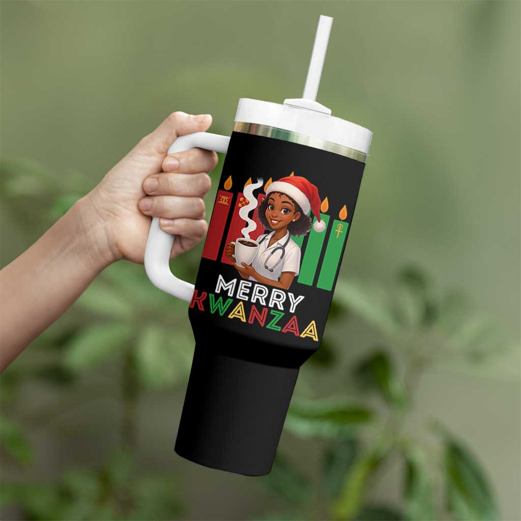 Merry Kwanzaa Tumbler With Handle Nurse African American Holiday Celebration Gift - Wonder Print Shop