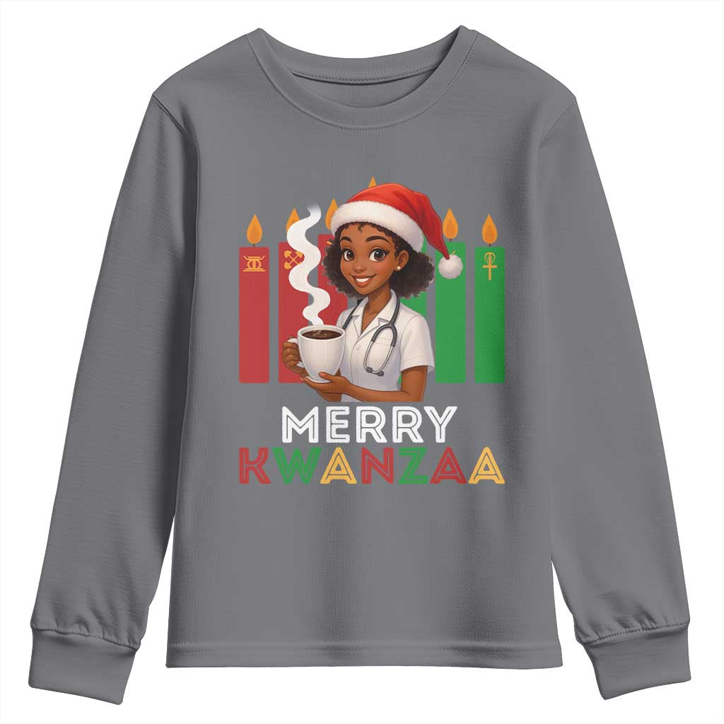 Merry Kwanzaa Youth Sweatshirt Nurse African American Holiday Celebration Gift - Wonder Print Shop