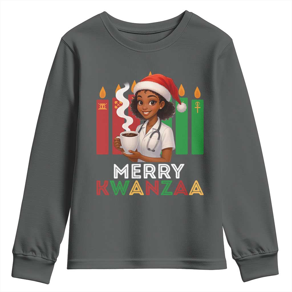 Merry Kwanzaa Youth Sweatshirt Nurse African American Holiday Celebration Gift - Wonder Print Shop