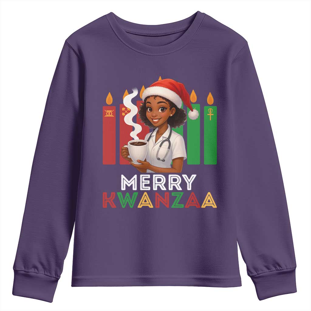 Merry Kwanzaa Youth Sweatshirt Nurse African American Holiday Celebration Gift - Wonder Print Shop