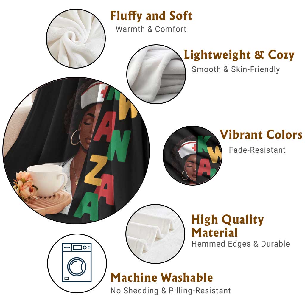 African American Nurse Throw Blanket Joyful Kwanzaa Celebration Gift - Wonder Print Shop