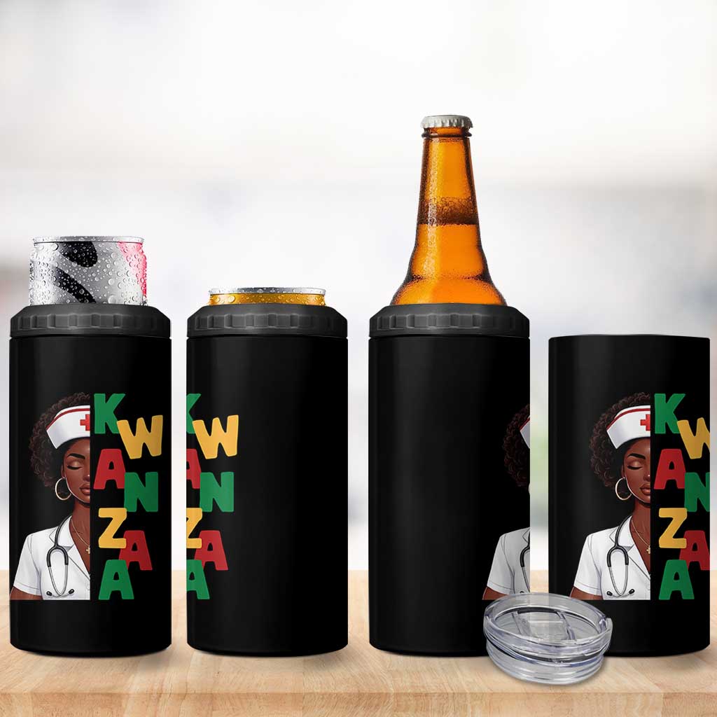 African American Nurse 4 in 1 Can Cooler Tumbler Joyful Kwanzaa Celebration Gift - Wonder Print Shop