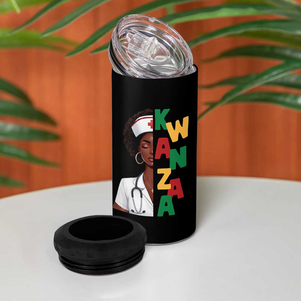 African American Nurse 4 in 1 Can Cooler Tumbler Joyful Kwanzaa Celebration Gift - Wonder Print Shop