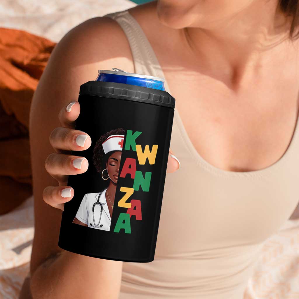 African American Nurse 4 in 1 Can Cooler Tumbler Joyful Kwanzaa Celebration Gift - Wonder Print Shop