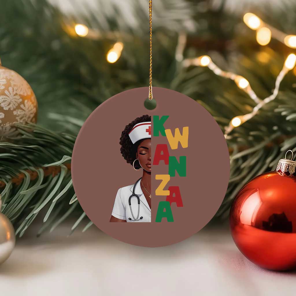 African American Nurse Ceramic Ornament Joyful Kwanzaa Celebration Gift - Wonder Print Shop