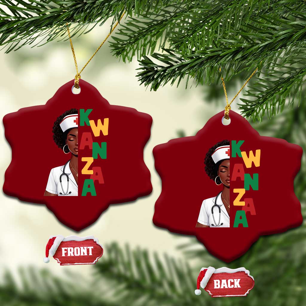 African American Nurse Ceramic Ornament Joyful Kwanzaa Celebration Gift - Wonder Print Shop