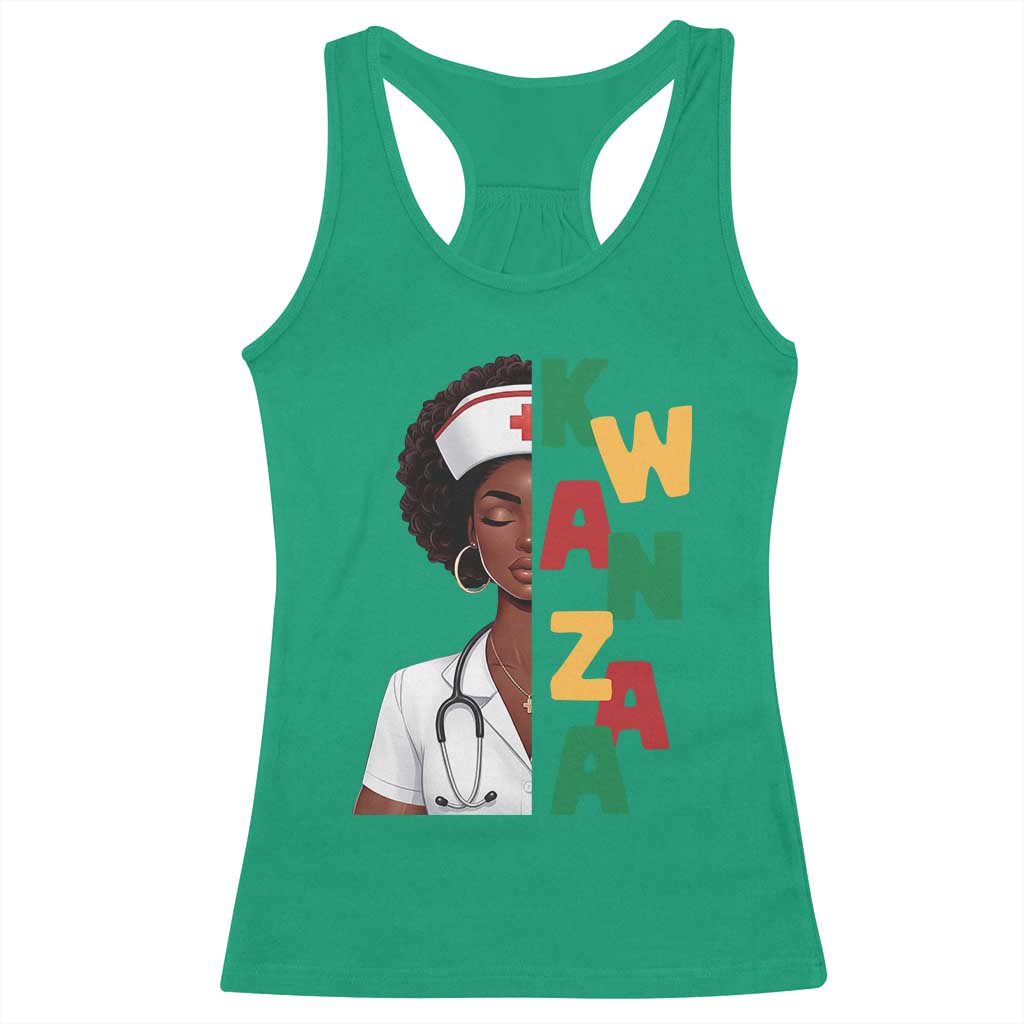 African American Nurse Racerback Tank Top Joyful Kwanzaa Celebration Gift - Wonder Print Shop