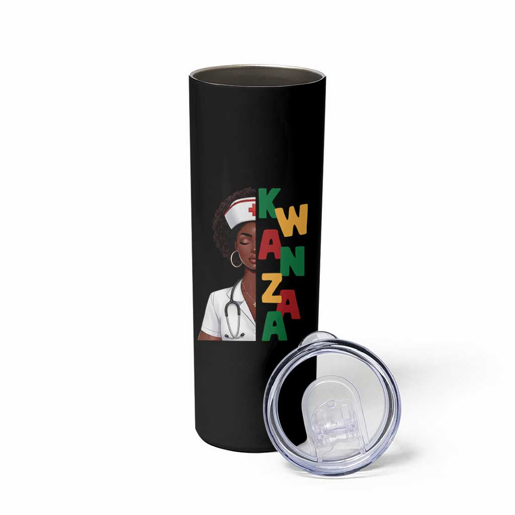African American Nurse Skinny Tumbler Joyful Kwanzaa Celebration Gift - Wonder Print Shop