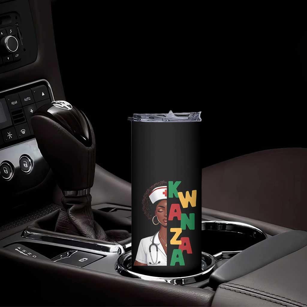 African American Nurse Skinny Tumbler Joyful Kwanzaa Celebration Gift - Wonder Print Shop