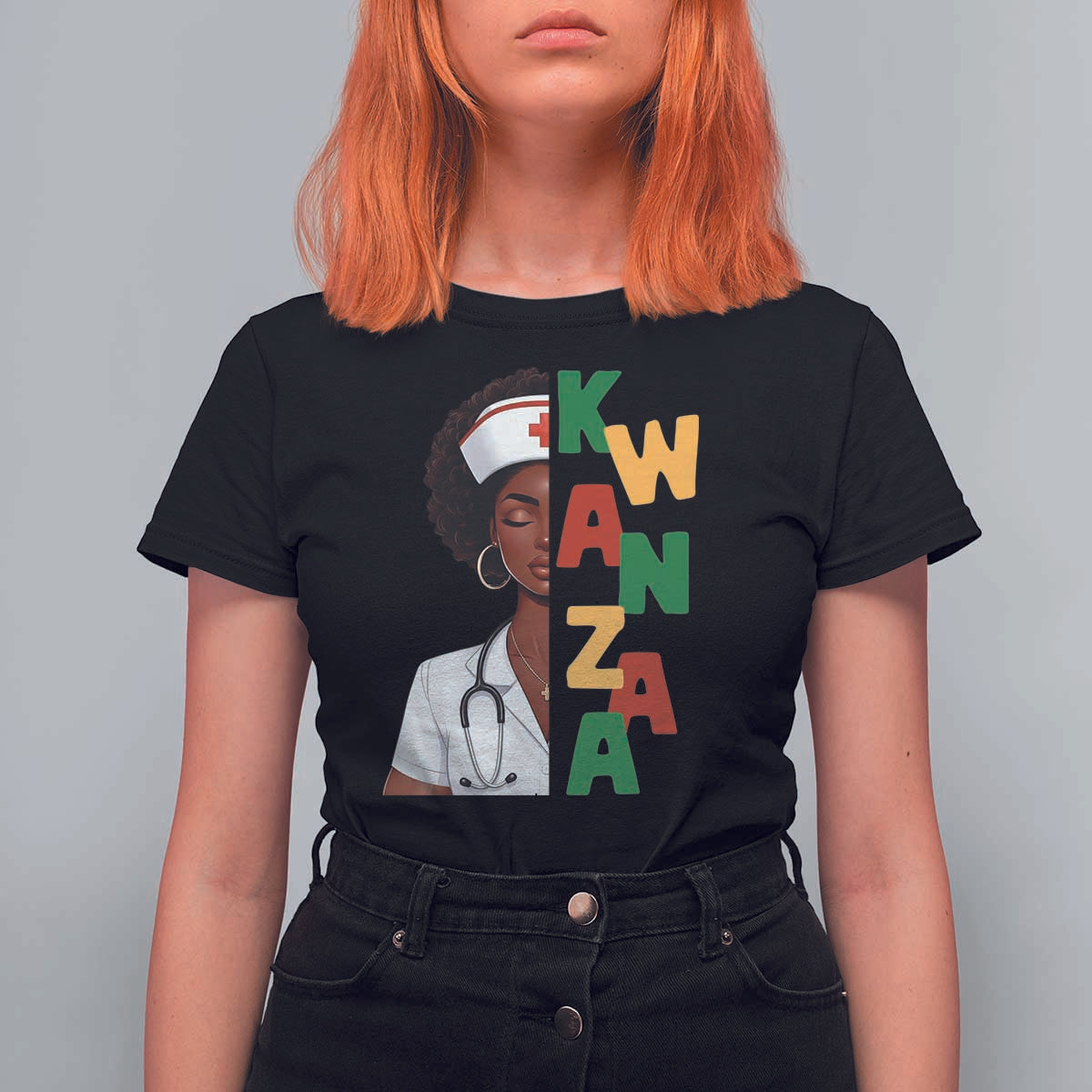 African American Nurse T Shirt For Women Joyful Kwanzaa Celebration Gift - Wonder Print Shop