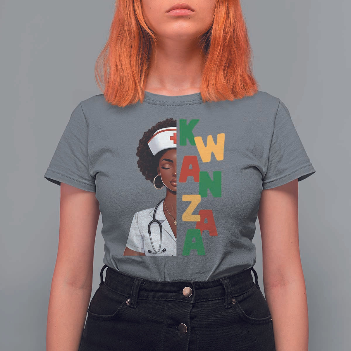 African American Nurse T Shirt For Women Joyful Kwanzaa Celebration Gift - Wonder Print Shop