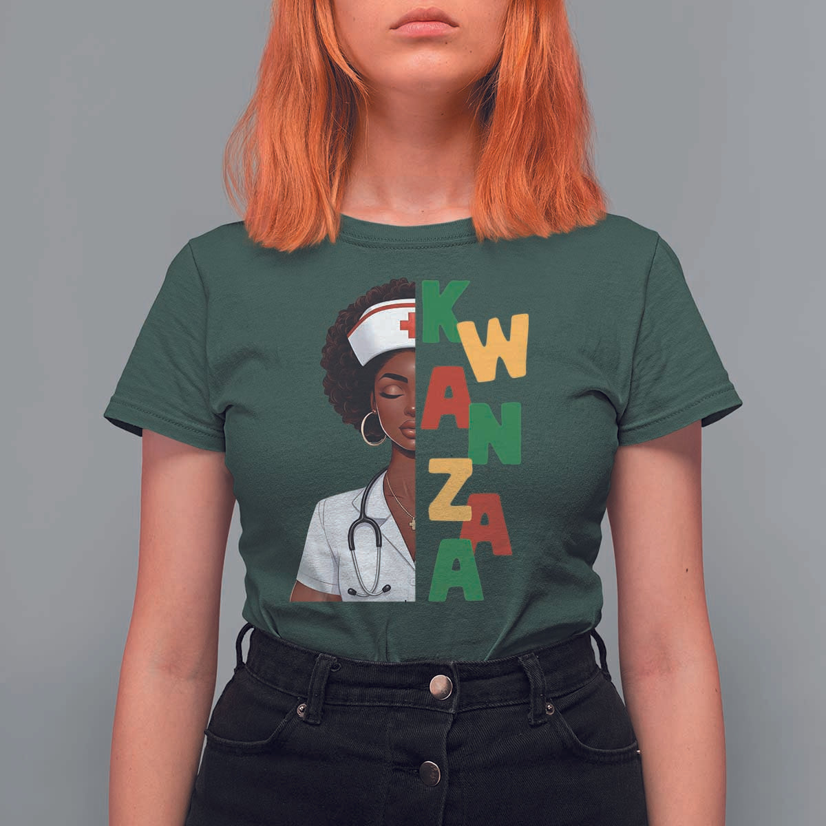 African American Nurse T Shirt For Women Joyful Kwanzaa Celebration Gift - Wonder Print Shop