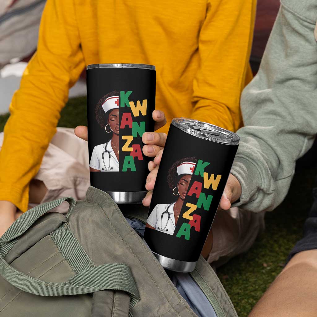 African American Nurse Tumbler Cup Joyful Kwanzaa Celebration Gift - Wonder Print Shop