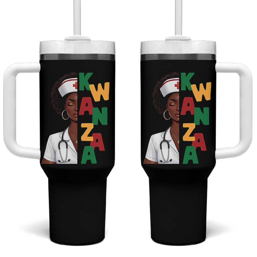 African American Nurse Tumbler With Handle Joyful Kwanzaa Celebration Gift - Wonder Print Shop