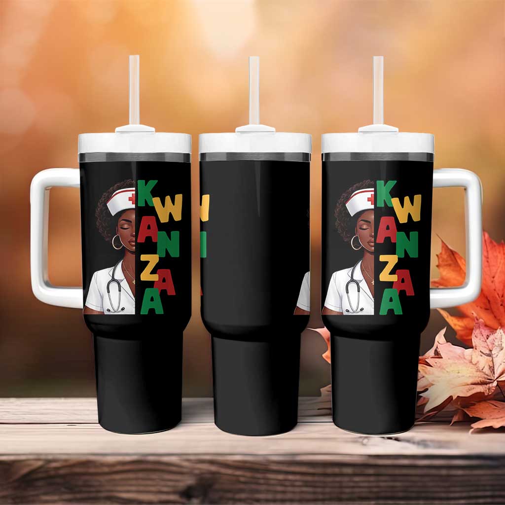 African American Nurse Tumbler With Handle Joyful Kwanzaa Celebration Gift - Wonder Print Shop