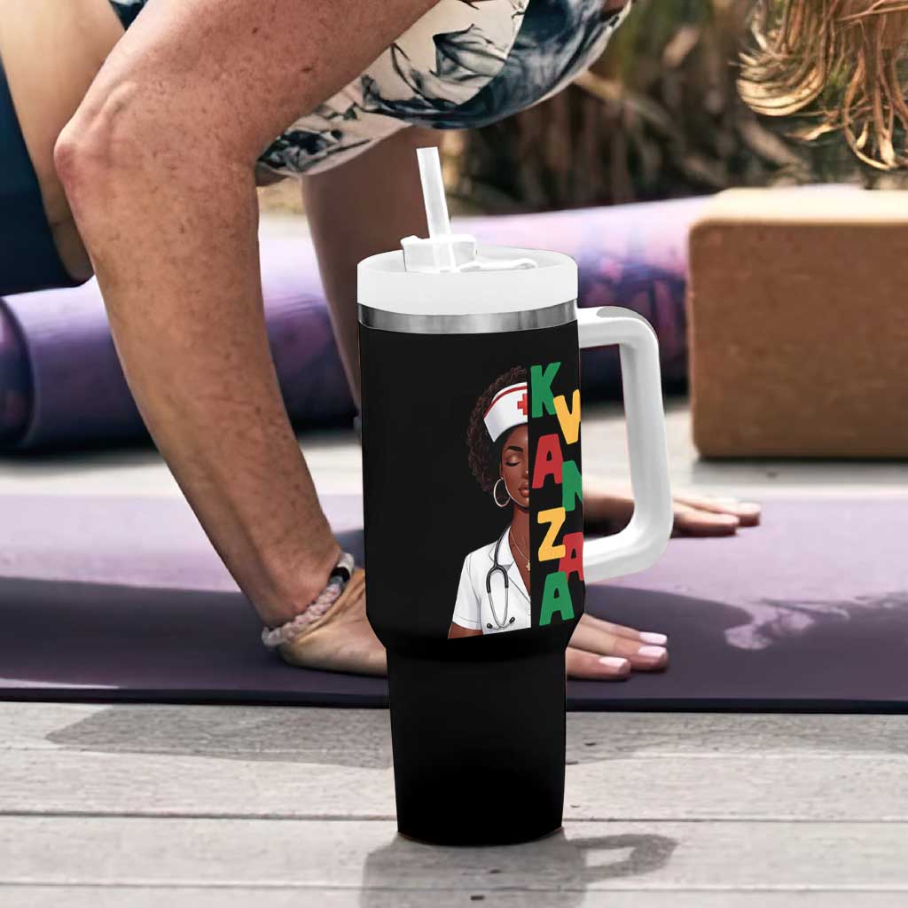 African American Nurse Tumbler With Handle Joyful Kwanzaa Celebration Gift - Wonder Print Shop