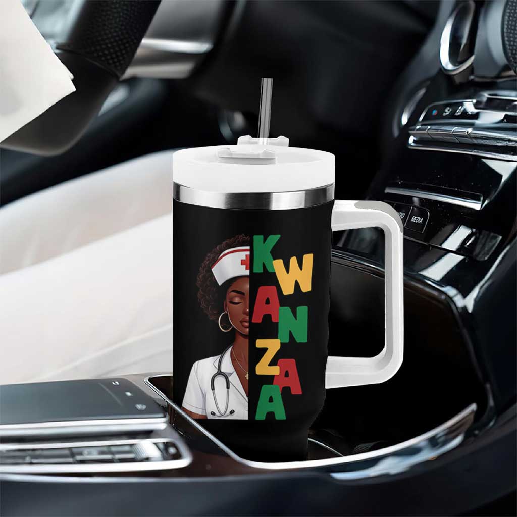 African American Nurse Tumbler With Handle Joyful Kwanzaa Celebration Gift - Wonder Print Shop