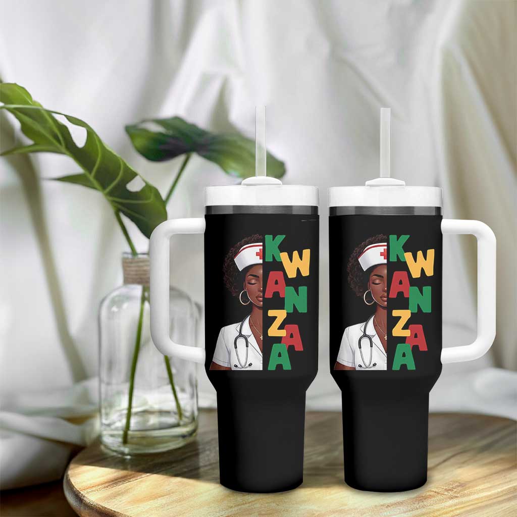 African American Nurse Tumbler With Handle Joyful Kwanzaa Celebration Gift - Wonder Print Shop