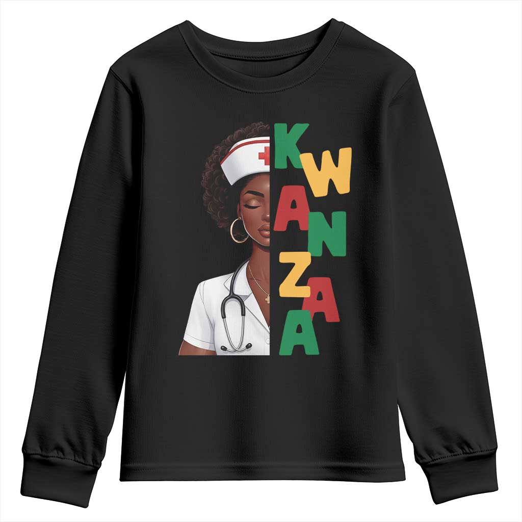 African American Nurse Youth Sweatshirt Joyful Kwanzaa Celebration Gift - Wonder Print Shop