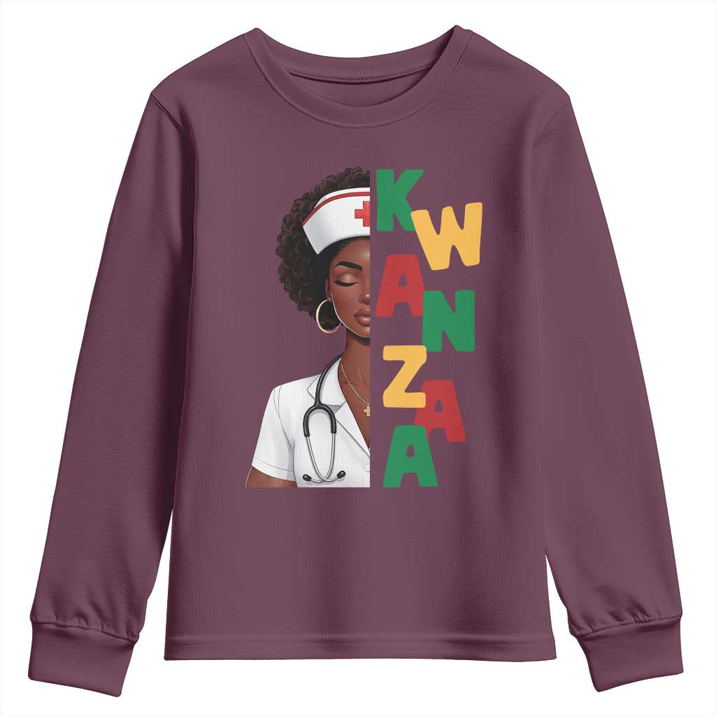 African American Nurse Youth Sweatshirt Joyful Kwanzaa Celebration Gift - Wonder Print Shop