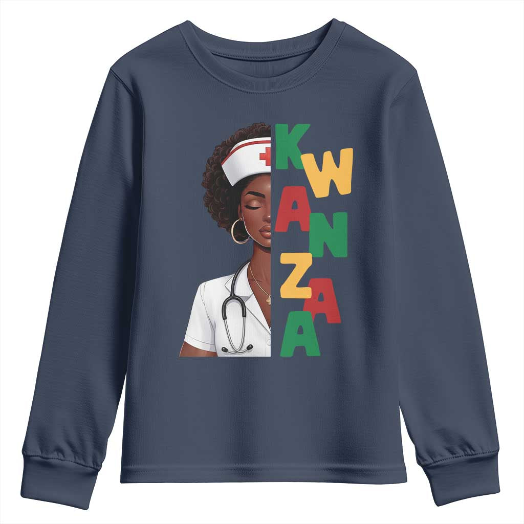 African American Nurse Youth Sweatshirt Joyful Kwanzaa Celebration Gift - Wonder Print Shop