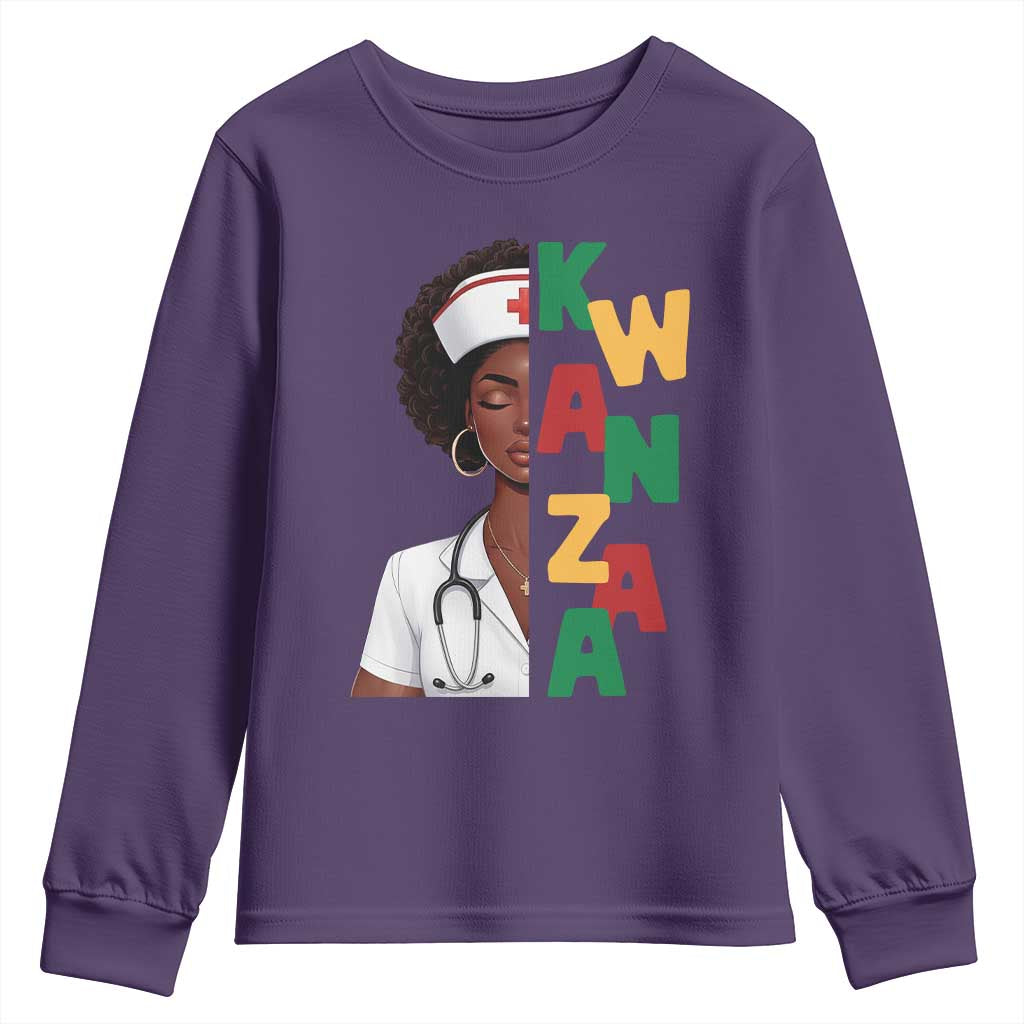 African American Nurse Youth Sweatshirt Joyful Kwanzaa Celebration Gift - Wonder Print Shop
