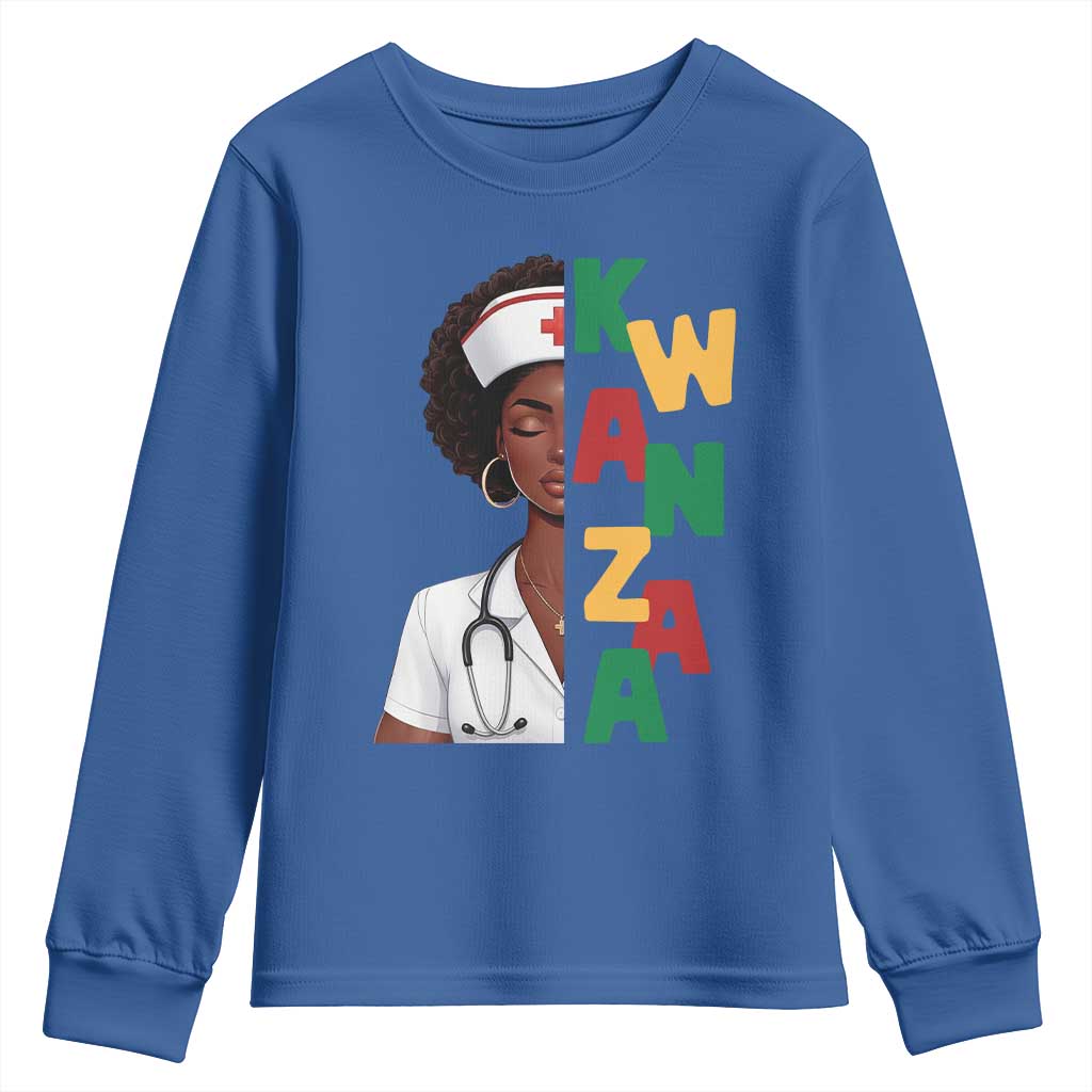 African American Nurse Youth Sweatshirt Joyful Kwanzaa Celebration Gift - Wonder Print Shop