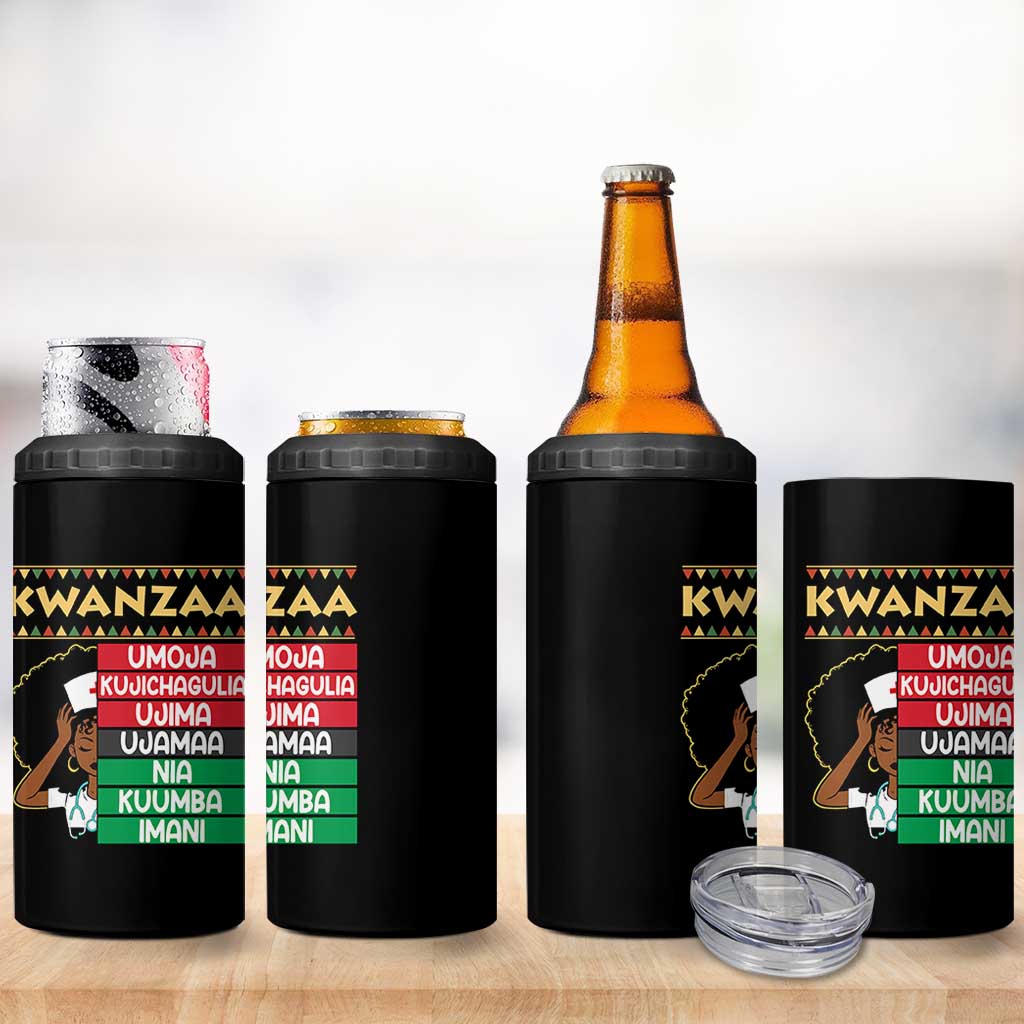 7 Principles Of Kwanzaa 4 in 1 Can Cooler Tumbler Nurse Pride African American Heritage Gift - Wonder Print Shop