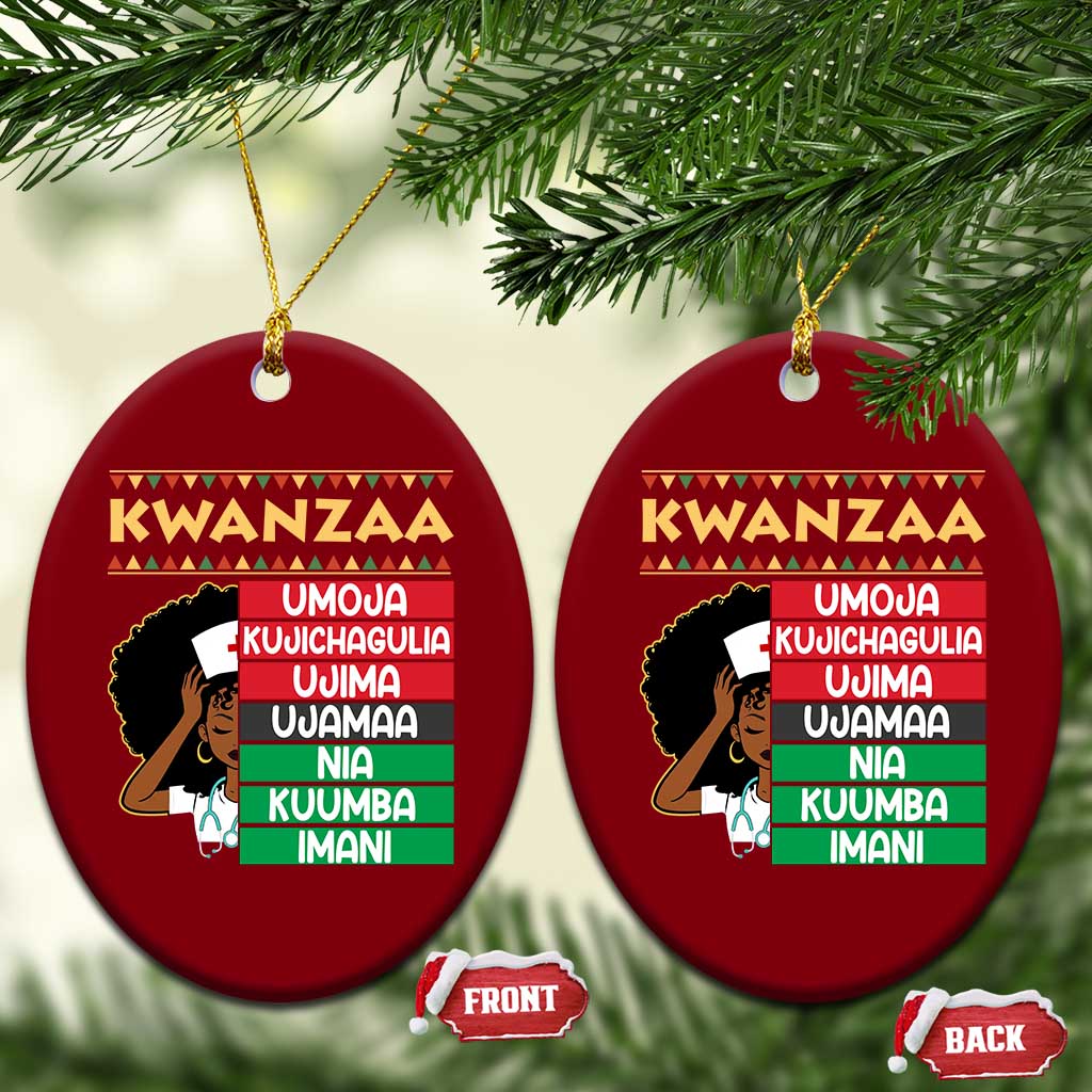 7 Principles Of Kwanzaa Ceramic Ornament Nurse Pride African American Heritage Gift - Wonder Print Shop