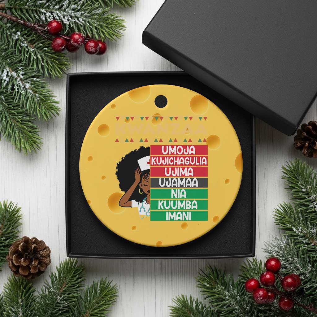 7 Principles Of Kwanzaa Ceramic Ornament Nurse Pride African American Heritage Gift - Wonder Print Shop