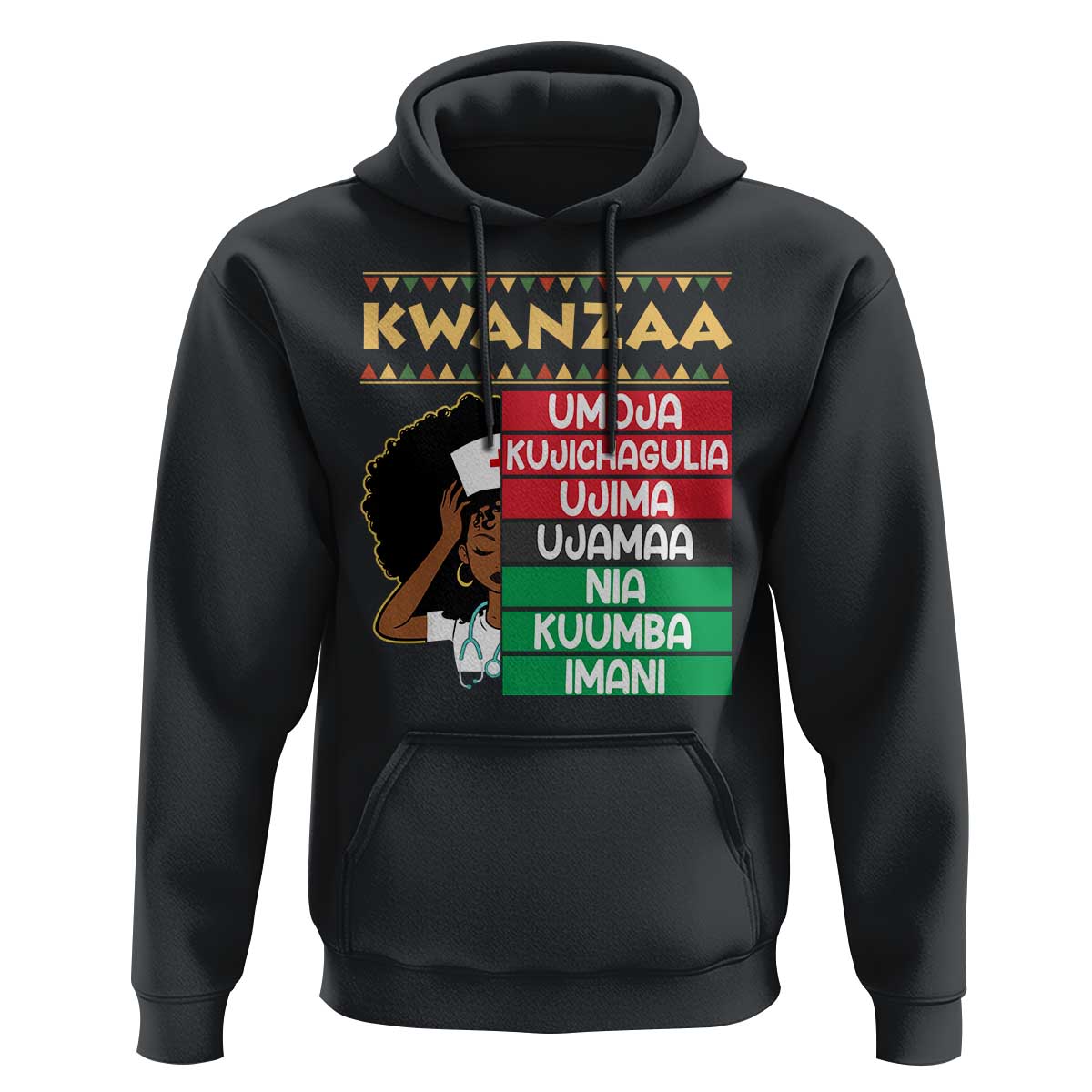 7 Principles Of Kwanzaa Hoodie Nurse Pride African American Heritage Gift - Wonder Print Shop