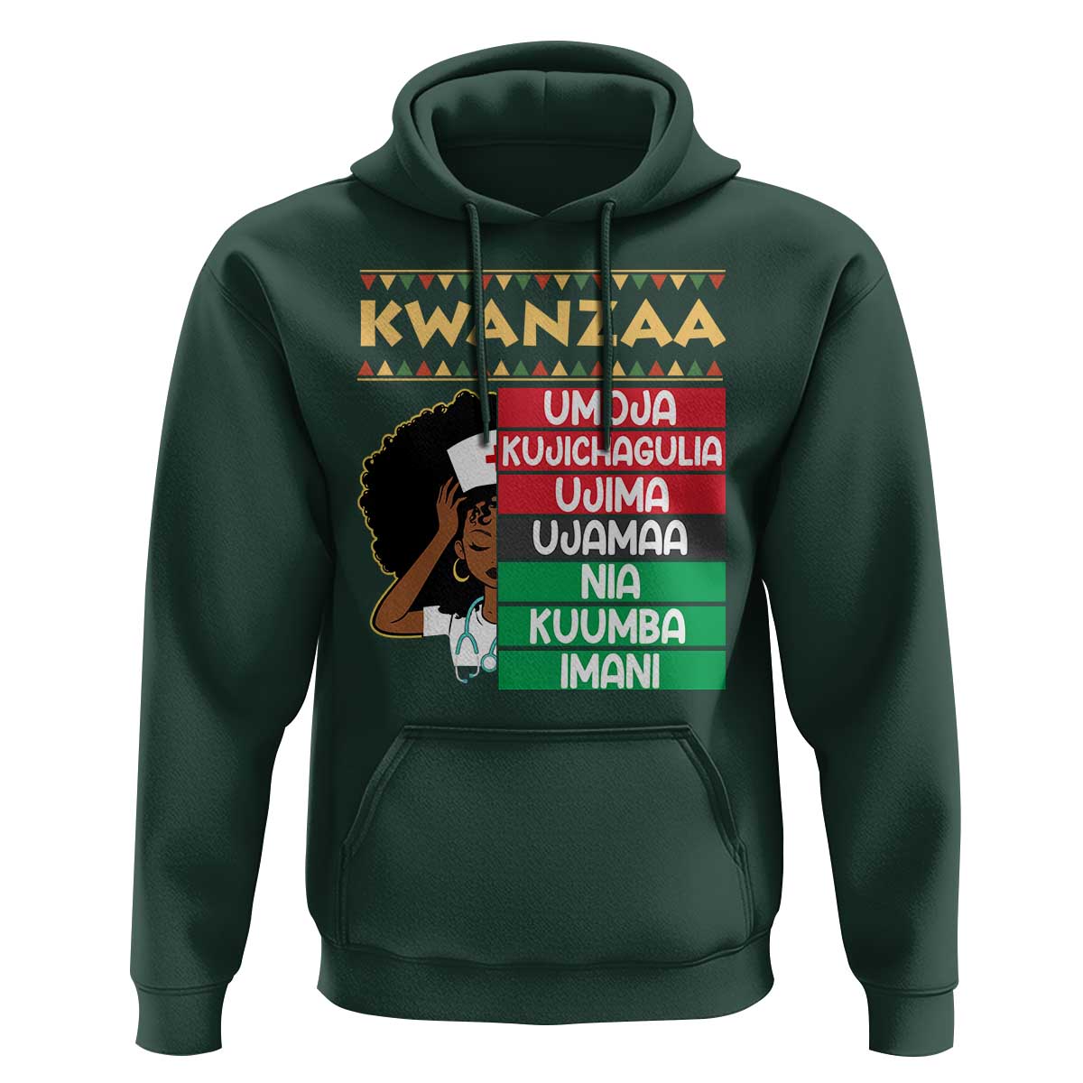7 Principles Of Kwanzaa Hoodie Nurse Pride African American Heritage Gift - Wonder Print Shop