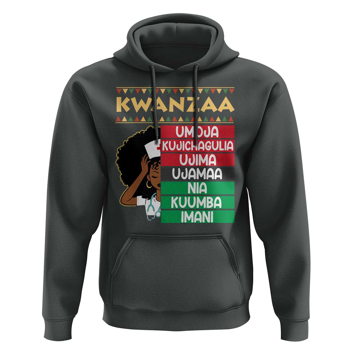 7 Principles Of Kwanzaa Hoodie Nurse Pride African American Heritage Gift - Wonder Print Shop