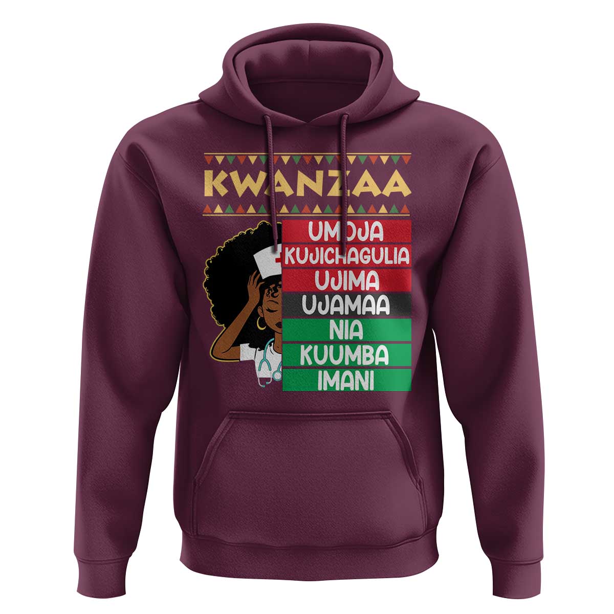 7 Principles Of Kwanzaa Hoodie Nurse Pride African American Heritage Gift - Wonder Print Shop