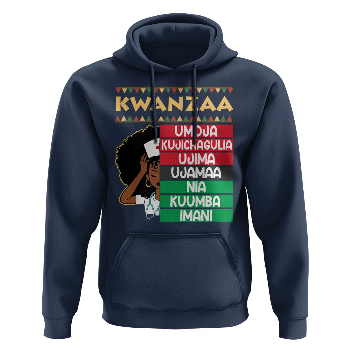 7 Principles Of Kwanzaa Hoodie Nurse Pride African American Heritage Gift - Wonder Print Shop