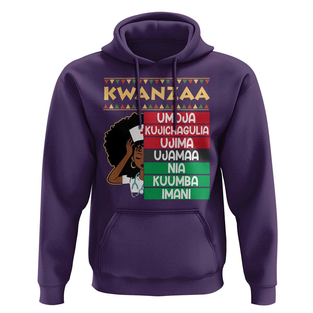 7 Principles Of Kwanzaa Hoodie Nurse Pride African American Heritage Gift - Wonder Print Shop